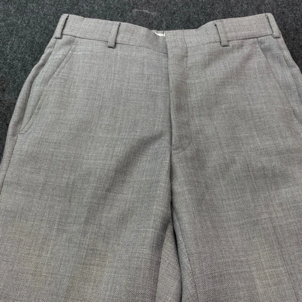 VINTAGE ACTWU Dress Pants Men 29 Gray Union Made USA Textured Straight Trousers